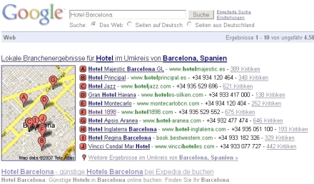 Hotels auf Google