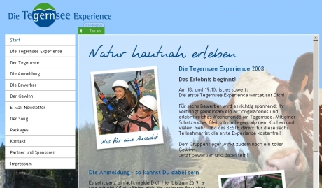 Tegernsee Experience Homepage Screenshot
