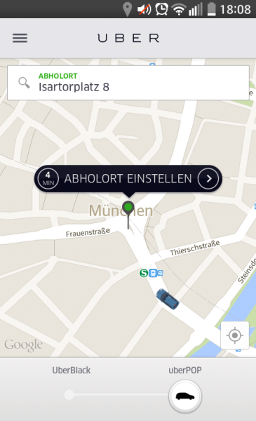 Screenshot Uber - München