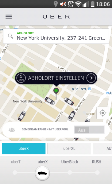 Screenshot Uber - New York City