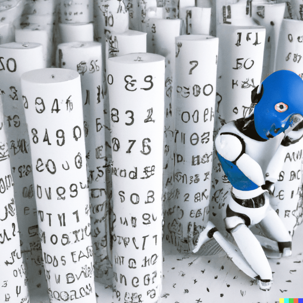 Robot-struggling-with-data-columns-in-photorealistic-3d-style-colors-in-silver-white-and-blue